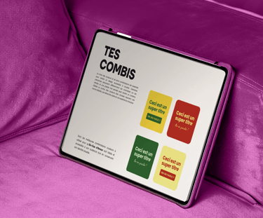 IPad présentant la page "Tes Combis" couleur du Brand Starter