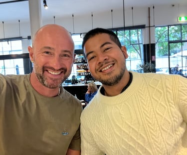 HiR's principal coach, James with Rafi, one of HiR's customers