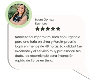 Testimonio sobre asesoría personalizada en impresión de libros – Peruimpress