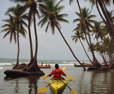 A thrilling speedboat racing across the waves in Alleppey.