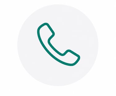 Minimalist green phone handset icon for customer support and contact us button.