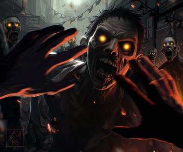 illustration horreur zombie point de vue premier personne