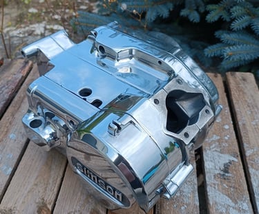 silnik motocyklowy po polerowaniu aluminium
