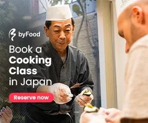 Professional chef teaching a sushi making class in Japan at a byFood cooking workshop.