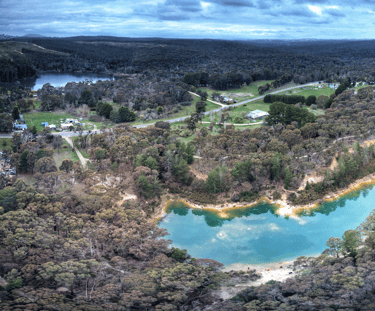 Aerial panorama of Blue Waters lake in Creswick  Bob T -