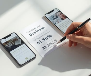 Landing page A/B test variations on mobile devices