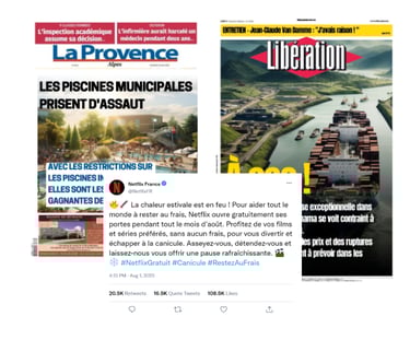 front-page headlines and tweets on water-related news