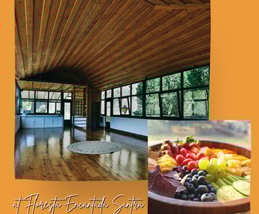 The yoga studio at Floresta Encantada Sintra and healthy snacks.
