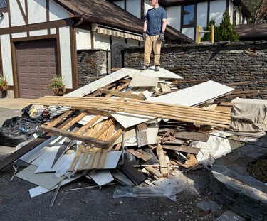Garage debris removal during junk removal in Suffield CT