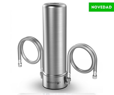 purificador fregadero plateado waterdrop