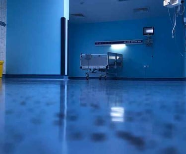 Sealed and shiny coated hospital floor for commercial concrete services by custom concrete in new braunfels texas