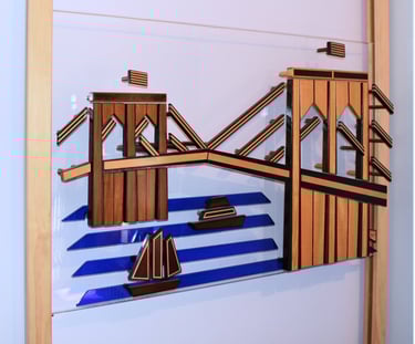 BROOKLYN BRIDGE adjustable wall art support pic-richWOODart.com-51"x30"-43 lbs.+supports 