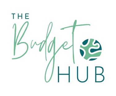 The Budget Hub logo with green lettering and a circular abstract icon above the wordmark.