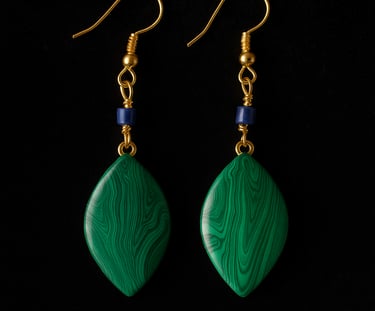 Boucle d'oreilles pendantes en malachite et lapis lazuli