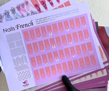Plantilla de practica Nails French para manicuristas principientes.