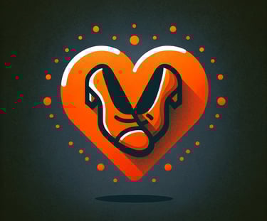 icon showing a pair of dancing shoes in an orange heart
