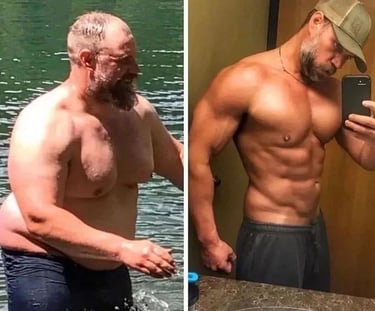 Emagrecimento com treino de resistência e alimentação balanceada. Corpo transformado.