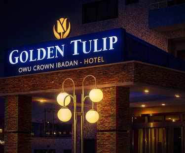 Golden Tulip Hotel Illuminated signage installation in Ibadan by SignWriters