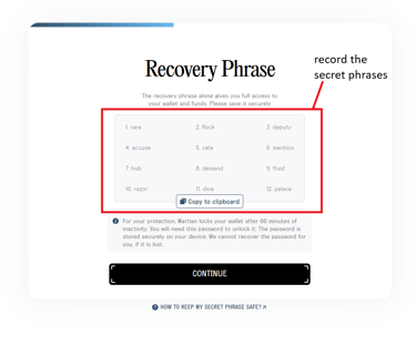 Aptos sui martian wallet record the secret phrase