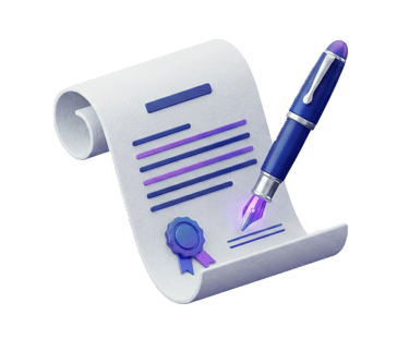 Stylo plume signant un document officiel symbolisant l'automatisation administrative