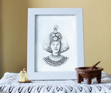 Taupou Samoa Portrait Illustration Art Print