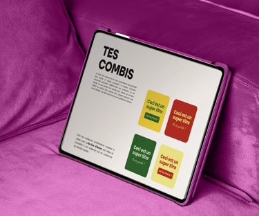 IPad présentant la page "Tes Combis" couleur du Brand Starter