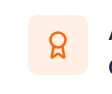 Orange award ribbon icon symbolizing quality and achievement in a modern minimalist design.