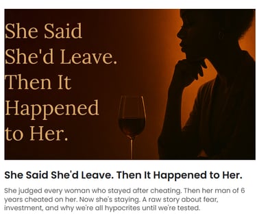 Woman contemplating relationship decision after partner's infidelity - staying after cheating story