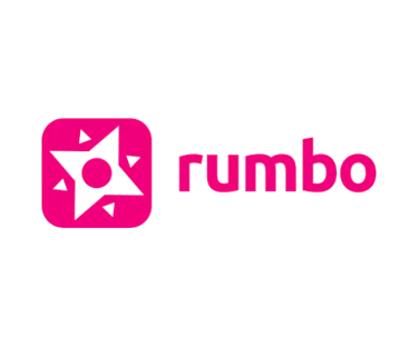 Pink Rumbo travel agency logo with star icon on a black background