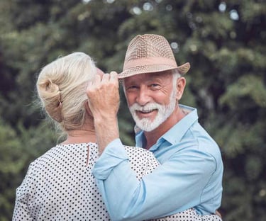 Older woman and man living life to the fullest with the help of a death doula in Basalt, CO