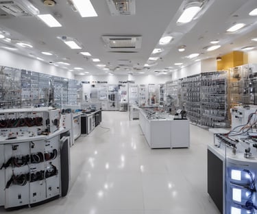 a large room with a lot of electronics equipment
