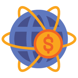 a globe with a dollar sign and a dollar sign