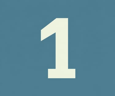 A bold white number one icon centered on a solid blue background.