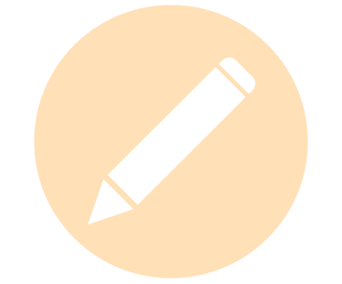 Black pencil edit icon silhouette on a beige circular background for interface design.