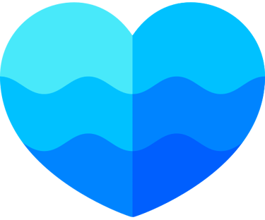 flat-style icon of a heart with various waves inside of it