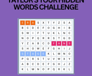 Taylor's Tour Hidden Word Search 