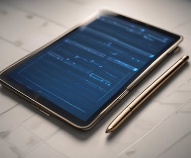 Close-up of hands reviewing a detailed checklist on a clean white desk with navy and gold accents.