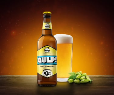 Brewnerd golden ale beer bottle on the counter