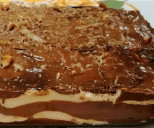 Pbudín chocolate crema pastelera, fosh pecanas nueces Queti Lima Peru