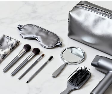 A complete GWP solutions set including a cosmetic bag and beauty accessories.