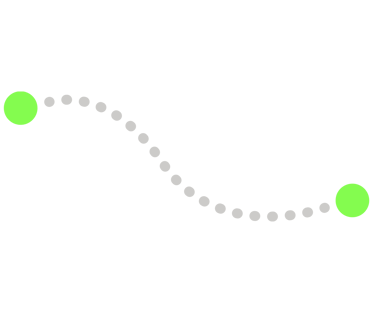 Suite de petits points qui relie deux points vert