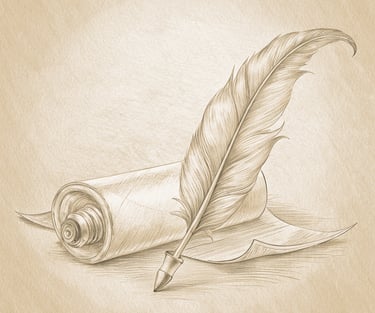 a pen and ink drawing of a feather feather feather feather quill