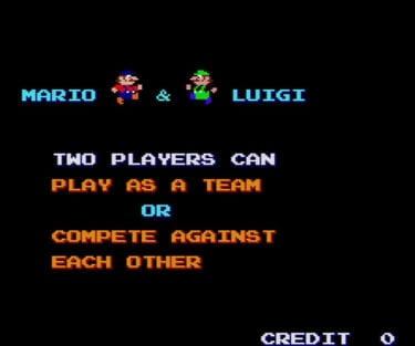 Mario Bros. Two Players Team or Compete