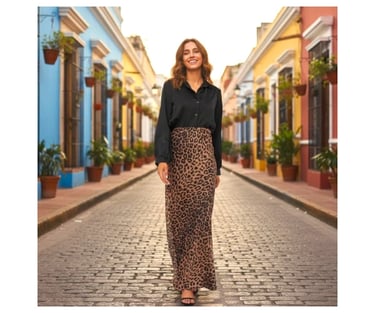 leopard print satin skirt