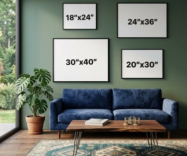 how to size or choose size your wedding painting to your wall space, picture ratio
