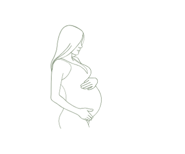 Line drawing of pregnant woman in yoga pose for prenatal wellness