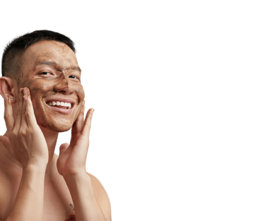young male using cafines all natural face scrub