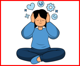 a woman sitting on a chair with her hands on her head