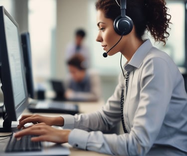 A person happily using a laptop to take an online quiz about TV and internet plans