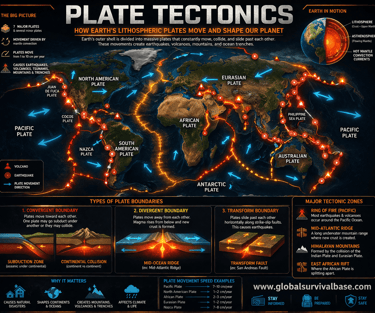 the infograhics image of plate tectonics